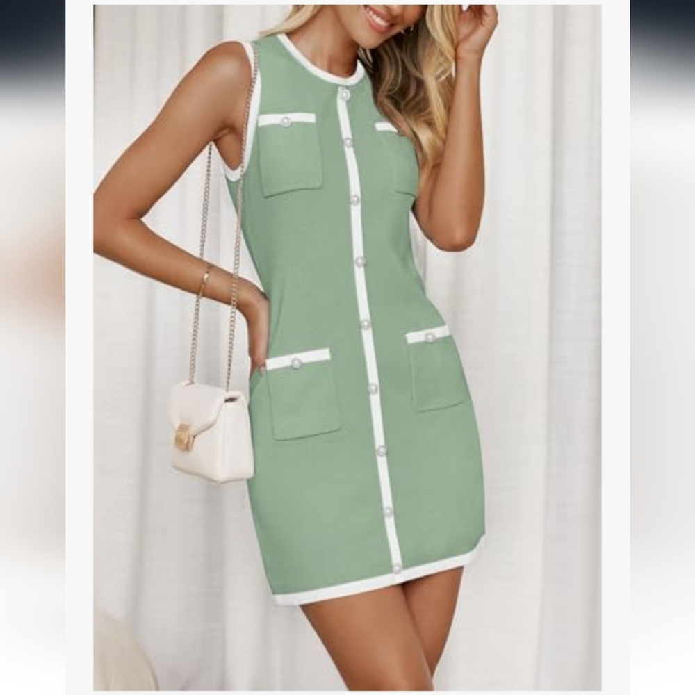 Green Sleeveless Mini Dress